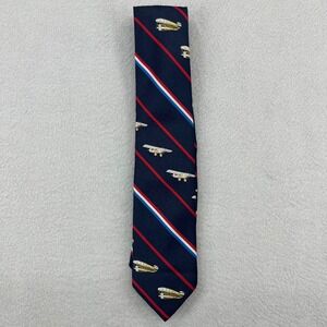 Smithsonian Institution Prince Consort Mens Navy Airplane Stripe Tie 1976 Vtg